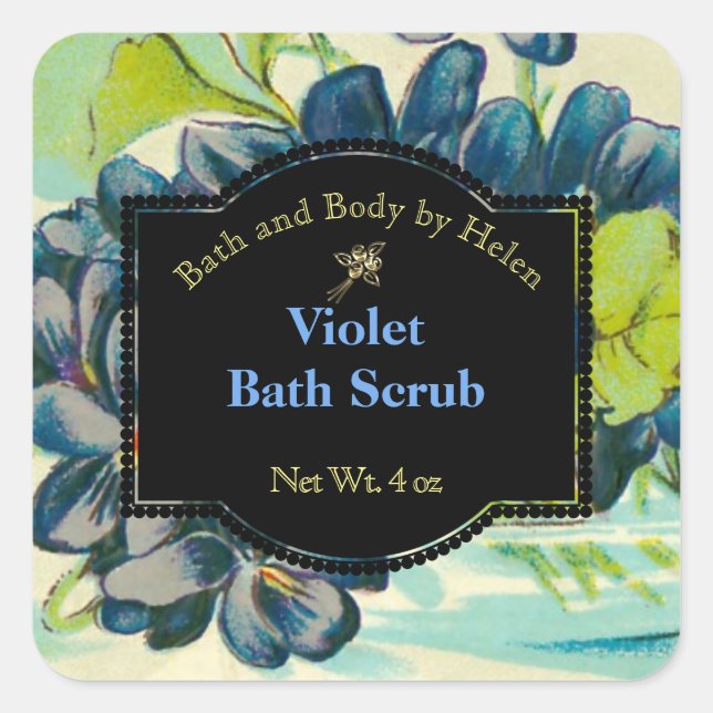 Adesivo Quadrado Violet Bath and Body Care Label - quadrado (Frente)