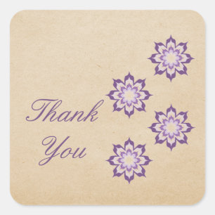 Adesivo Quadrado Violet Daring Floral Blooms Obrigado Stickers