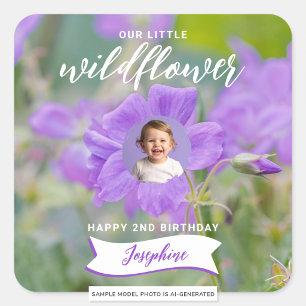 Adesivo Quadrado Violet Flor Silvestre Personalizado Foto Feliz Ani