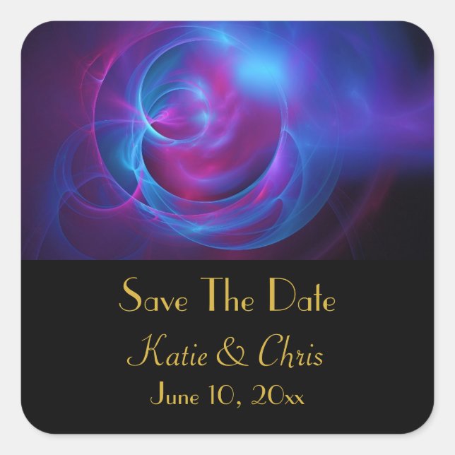 Adesivo Quadrado Violeta Azul e Cosmic Rosa Fractal Suave (Frente)