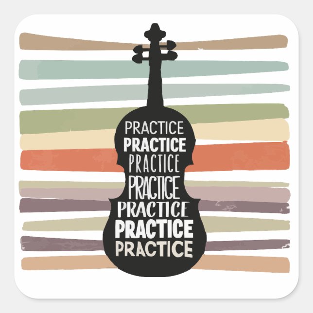 Adesivo Quadrado violin retro (Frente)