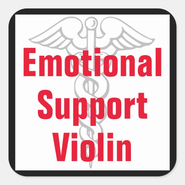 Adesivo Quadrado Violino de suporte emocional - Sticker engraçado (Frente)