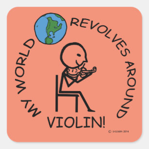 Adesivo Quadrado Violino - O Mundo Revola-se em Torno do Sticker Qu