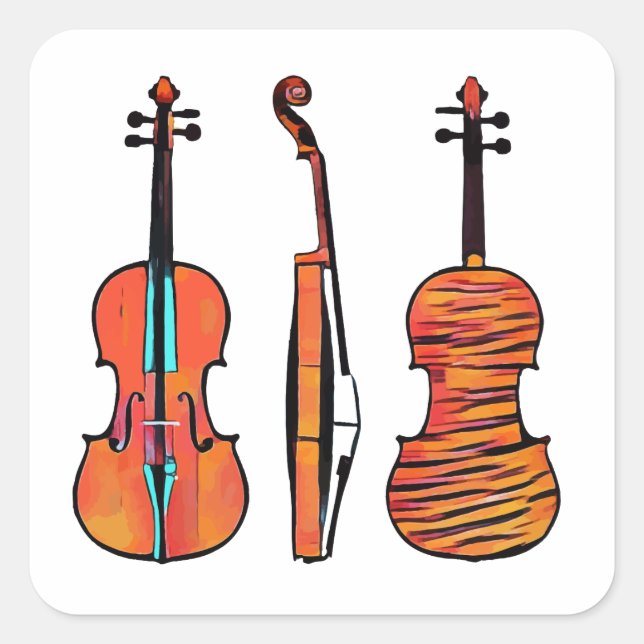 Adesivo Quadrado violino violinza instrumentos musicais originais a (Frente)