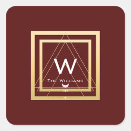 Adesivo Quadrado Vip Geometriv do Minimalismo da estrutura do Ouro 