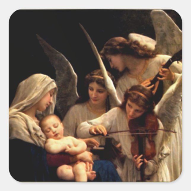 Adesivo Quadrado Virgem Abençoada Maria e Criança Criança Jesus (Frente)