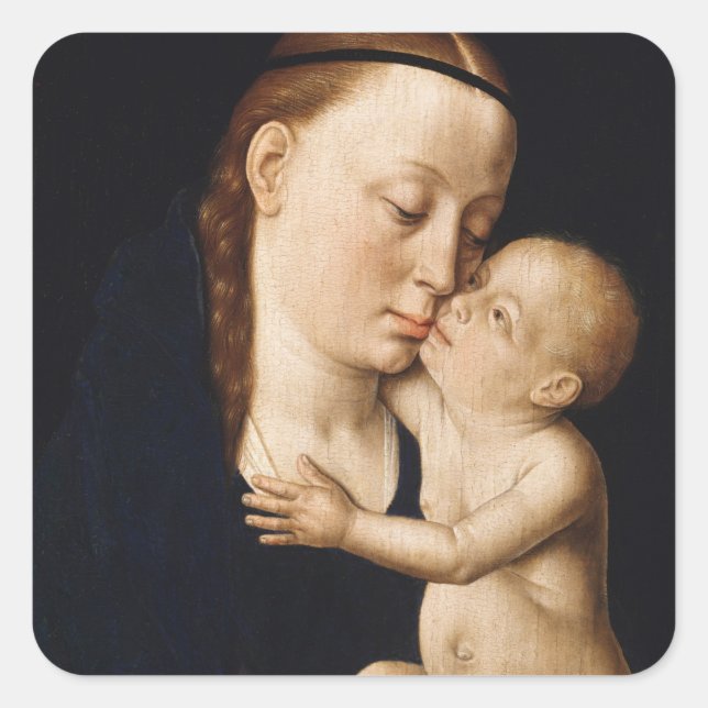 Adesivo Quadrado Virgem e Natal Infantil (Frente)