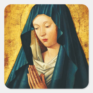 Adesivo Quadrado Virgem Maria Hodegetria Arte de Ícone Católico Biz
