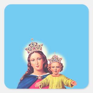 Adesivo Quadrado Virgem Maria rainha com Jesus