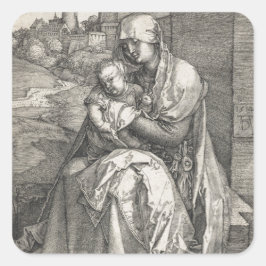 Adesivo Quadrado Virgem Sentada por um Muro por Albrecht Durer