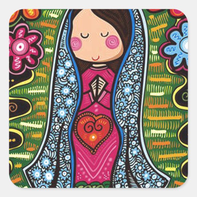 ADESIVO QUADRADO VIRGEN DE GUADALUPE CARICATURA 03 PRO PERSONALIZÁV (Frente)