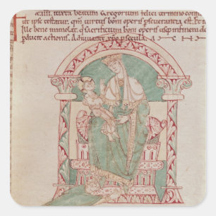 Adesivo Quadrado Virgin e criança com St Gregory o excelente