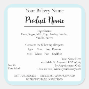 Adesivo Quadrado Virginia Cottage Comida Business Blue Baking Label