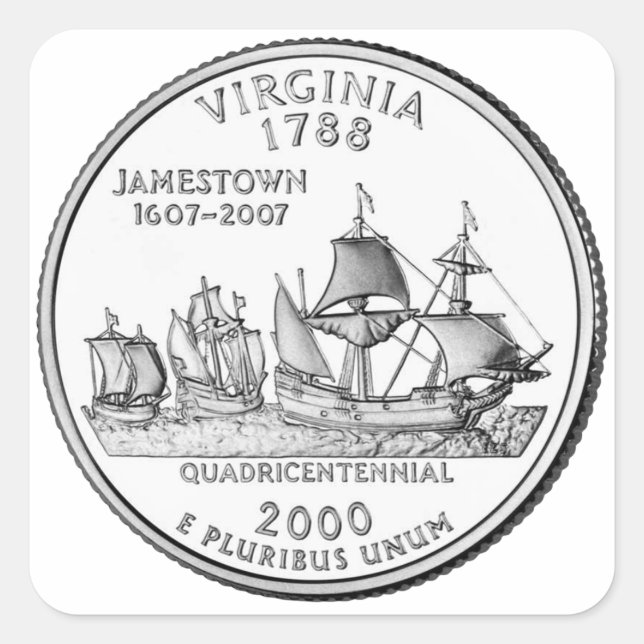 Adesivo Quadrado Virginia State Quarter (Frente)