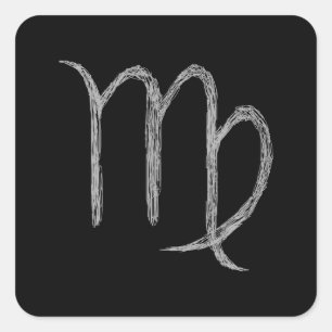 Adesivo Quadrado Virgo. Sinal de Astrologia Zodíaca. Branco.