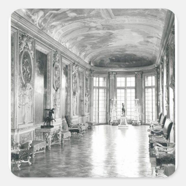 Adesivo Quadrado Visão da Galerie d'Hercule, projetada em 1640 (Frente)