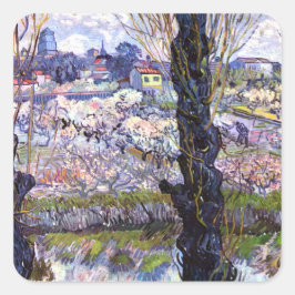 Adesivo Quadrado Visão de Arles, Pomares Flores (1889) Van Gogh