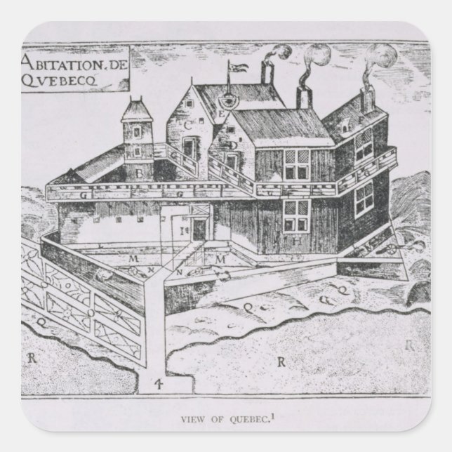 Adesivo Quadrado Visão de Champlain do Quebec (Frente)