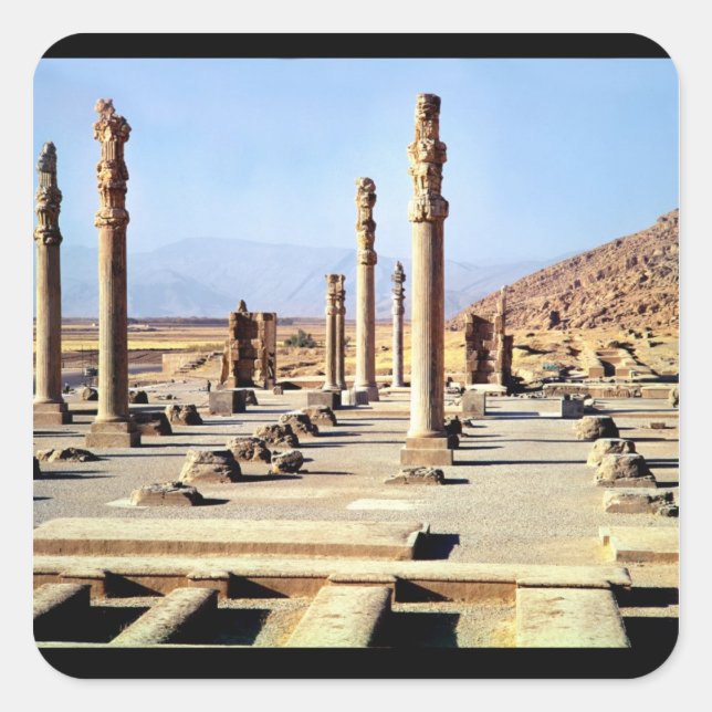 Adesivo Quadrado Visão geral do Apadana fundado c.518 BC (Frente)