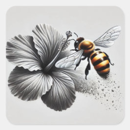 Adesivo Quadrado Visão macro detalhada de uma abelha de mel