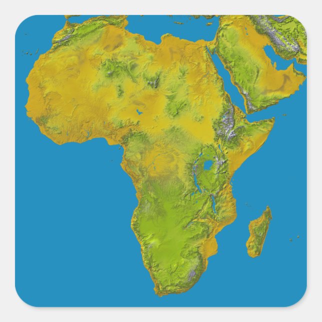 Adesivo Quadrado Visão topográfica da África (Frente)