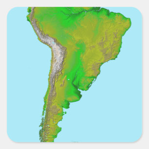 Adesivo Quadrado Visão topográfica da América do Sul