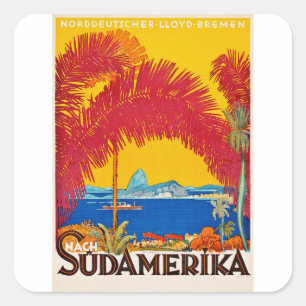 Adesivo Quadrado Visite o conceito vintage Sudamerica