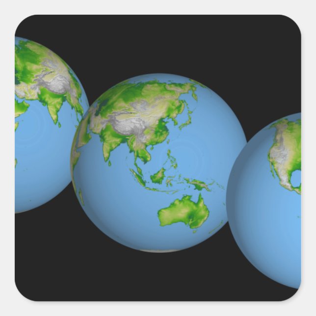Adesivo Quadrado Visões topográficas do mundo (Frente)