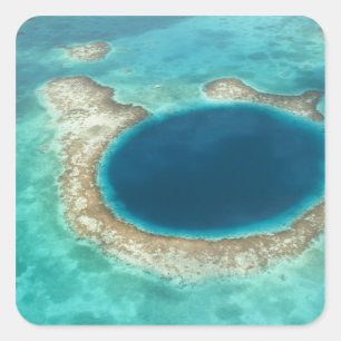 Adesivo Quadrado Vista aérea do Blue Hole, veleiro ancorado