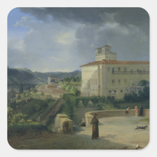 Adesivo Quadrado Vista da casa de campo Medici, Roma, 1813