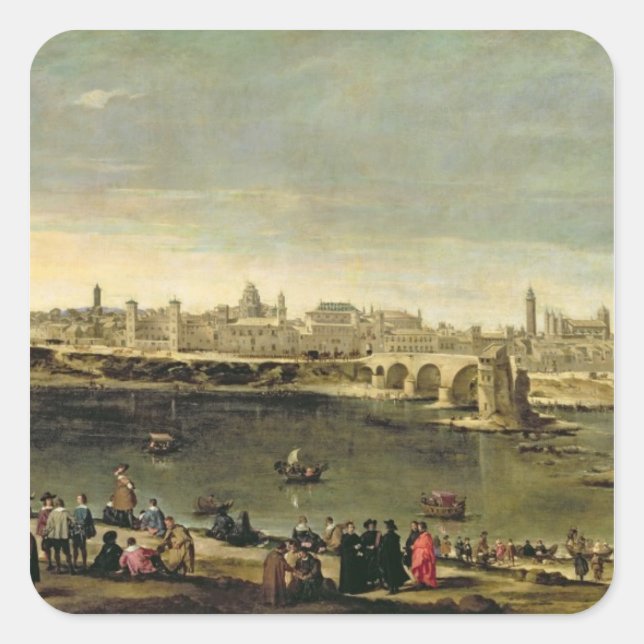 Adesivo Quadrado Vista da Cidade de Saragoça (Frente)