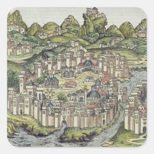Adesivo Quadrado Vista da cidade murada de Constantinople, do th
