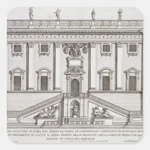 Adesivo Quadrado Vista da fachada de Palazzo Senatorio na praça