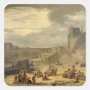 Adesivo Quadrado Vista da galeria grande do Louvre