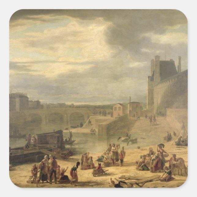 Adesivo Quadrado Vista da galeria grande do Louvre (Frente)