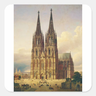 Adesivo Quadrado Vista da majestade gótica da Catedral de Colônia