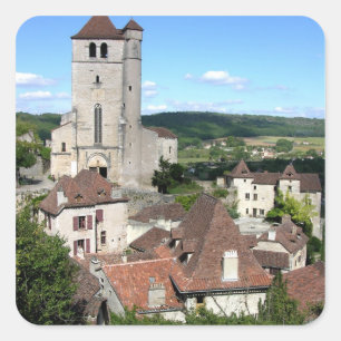Adesivo Quadrado Vista da vila e da igreja (foto)