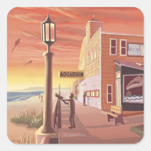 Adesivo Quadrado Vista de Aquário de Oregon