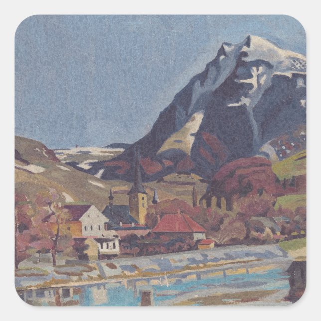 Adesivo Quadrado Vista de Dolný Kubín por Arnold Peter Weisz (Frente)