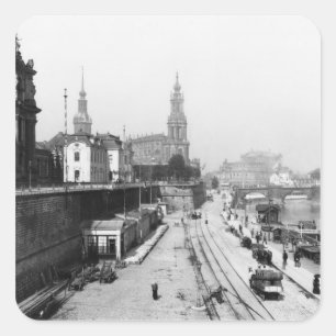 Adesivo Quadrado Vista de Dresden do Bruehlsche Terrasse