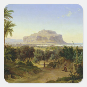 Adesivo Quadrado Vista de Palermo com montagem Pellegrino