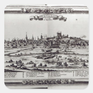 Adesivo Quadrado Vista de Perpignan, France do sul, c.1645