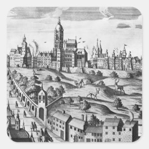 Adesivo Quadrado Vista de Praga que mostra o palácio imperial e