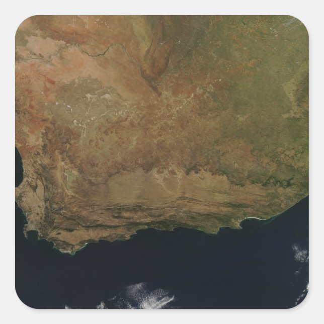 Adesivo Quadrado Vista de satélite da África do Sul (Frente)