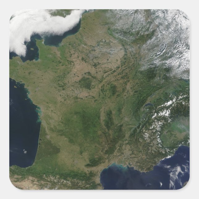 Adesivo Quadrado Vista de satélite da França (Frente)