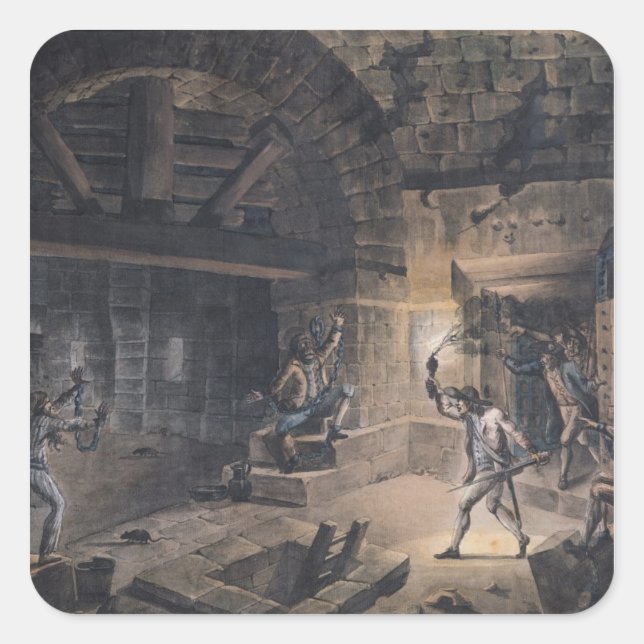 Adesivo Quadrado Vista de uma célula na Bastilha (Frente)