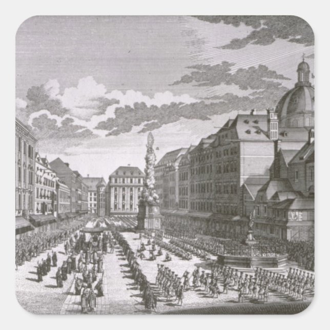 Adesivo Quadrado Vista de uma procissão no Graben (Frente)