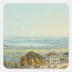 Adesivo Quadrado Vista de Zurique, c.1840 (w/c)