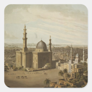 Adesivo Quadrado Vista do Cairo grande, gravada por Daniel Havell