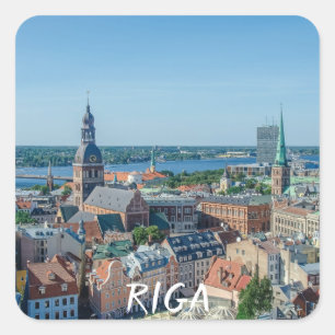Adesivo Quadrado Vista do centro da cidade de Riga a partir de cima